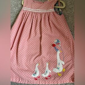 Mini Boden Party Goose Pink and White Polka Dot Pinnie